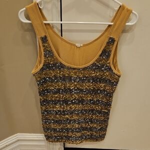 Sequin Striped Tank Top - Yellow